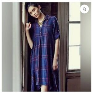 Anthropologie Isabella Sinclair Women’s Plaid Shirt Dress Asymmetrical
